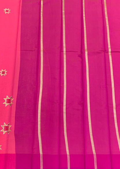 Baby Pink Colour Silk Cotton Saree with Pink Colour Border