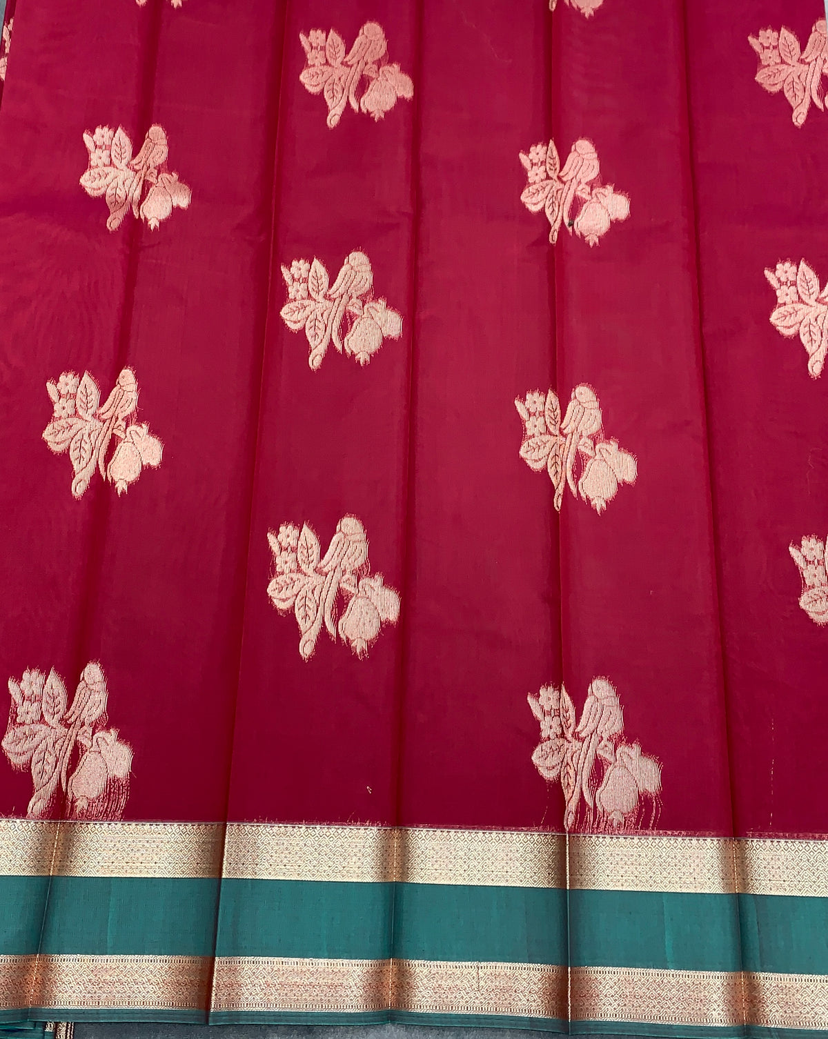 Maroon Colour Silk Cotton Saree with Rettai Pettu Border