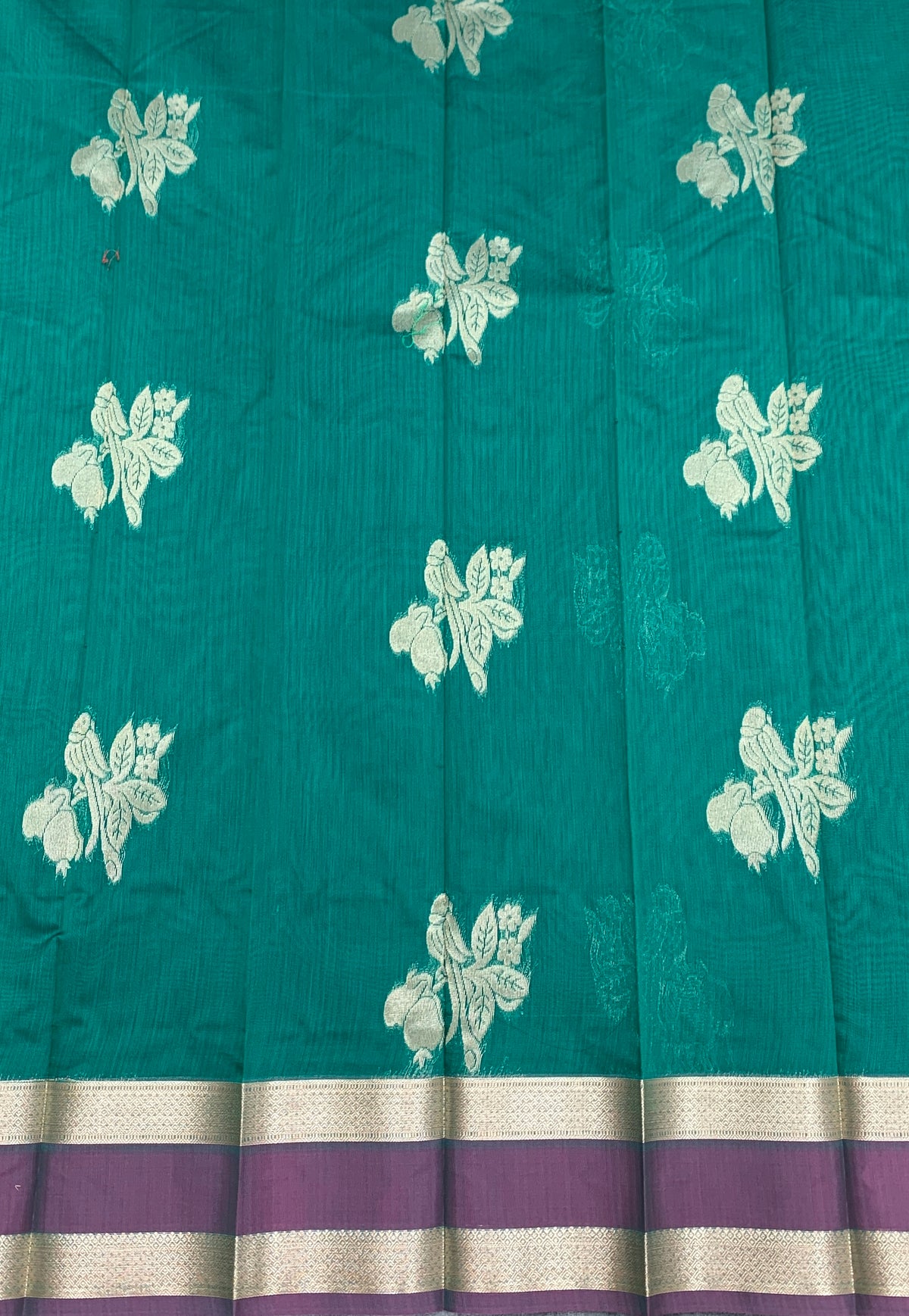 Rama Green Colour Silk Cotton Saree with Rettai Pettu Border