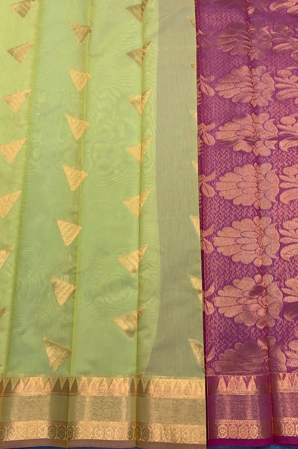 Golden Mustard Colour Silk Cotton Saree with Copper Zari Border