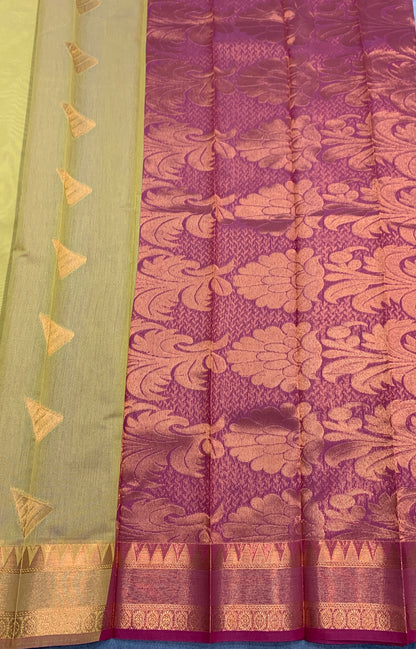 Golden Mustard Colour Silk Cotton Saree with Copper Zari Border