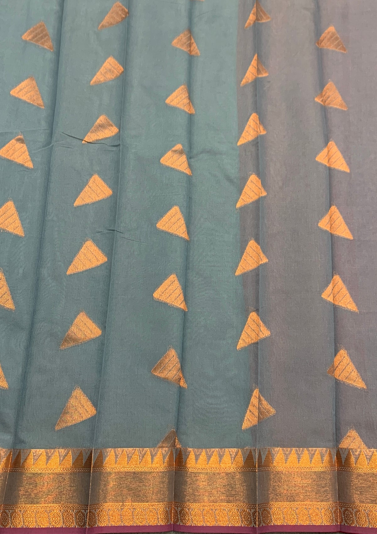 Grey Colour Silk Cotton Saree with Copper Zari Border