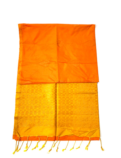 Soft Vegan Silk Saree Mango Yellow Colour with Border less.