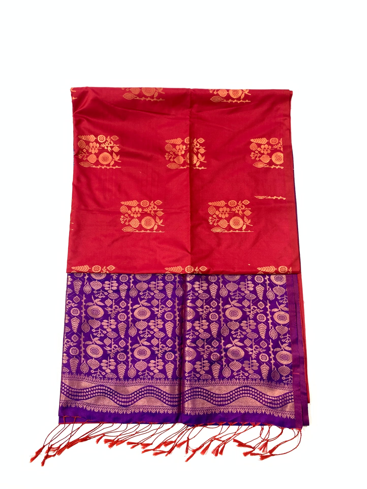 Soft Vegan Silk Saree Red Colour with Border less