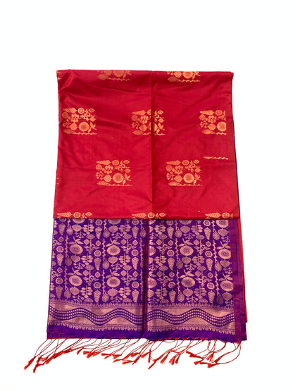 Soft Vegan Silk Saree Red Colour with Border less