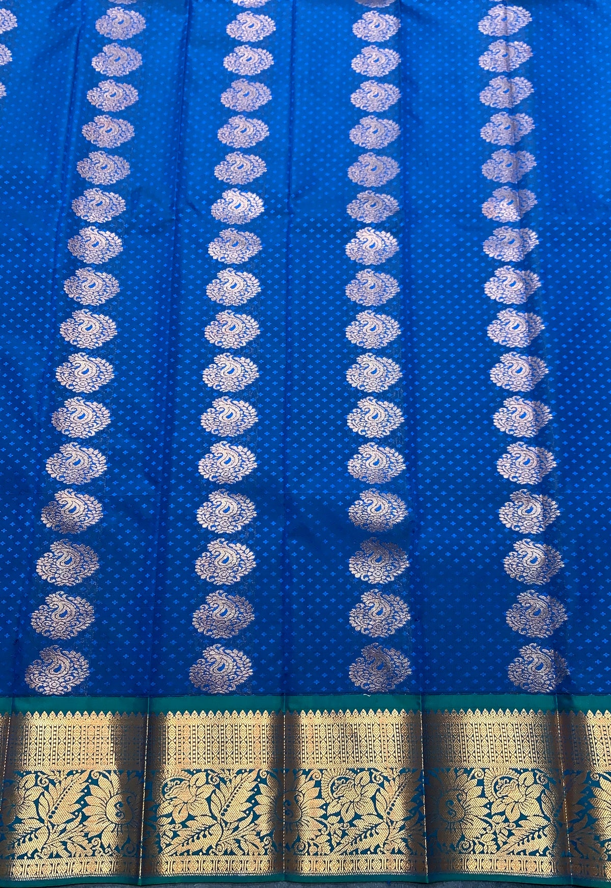 Vegan Silk Saree Blue Colour Saree with Copper Border