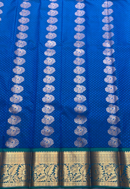 Vegan Silk Saree Blue Colour Saree with Copper Border