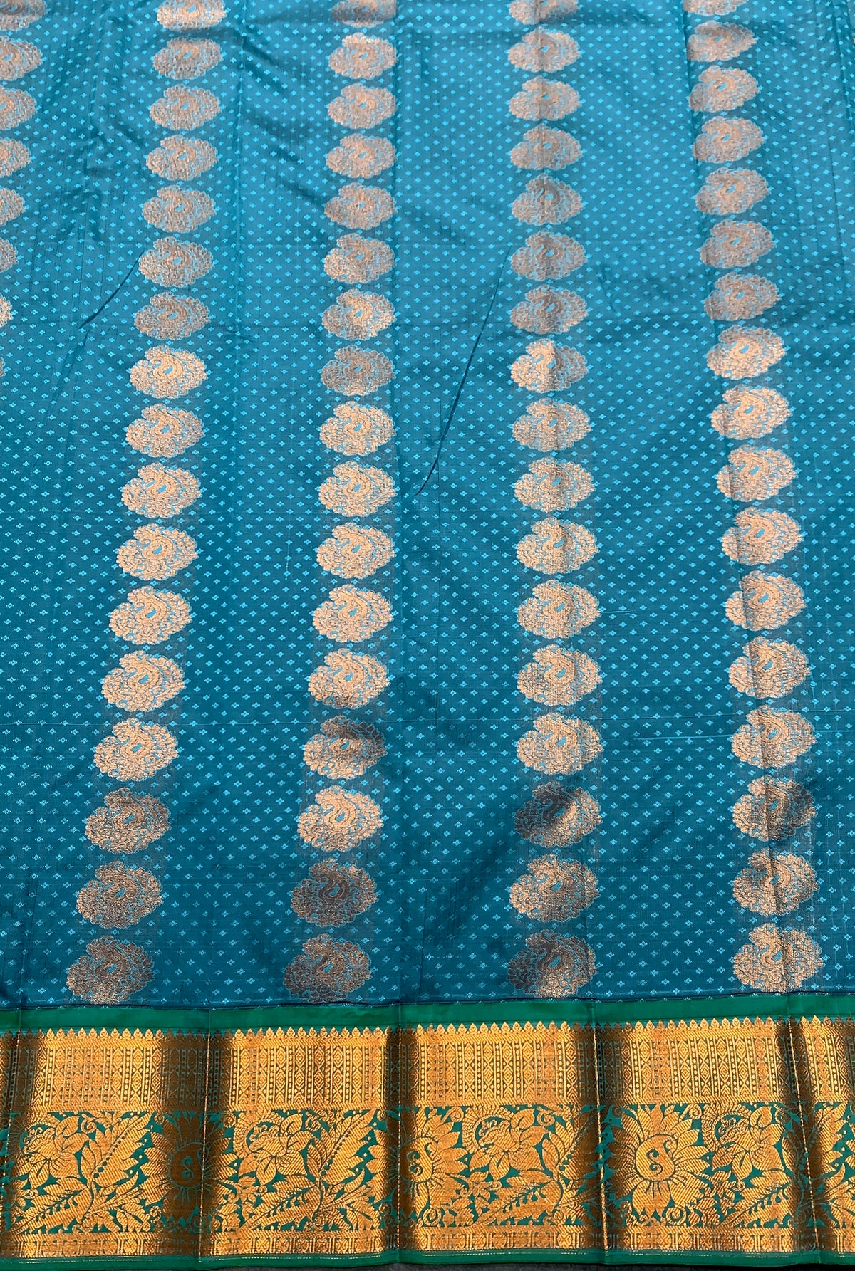 Vegan Silk Saree Greyish Blue Colour Saree with Copper Border