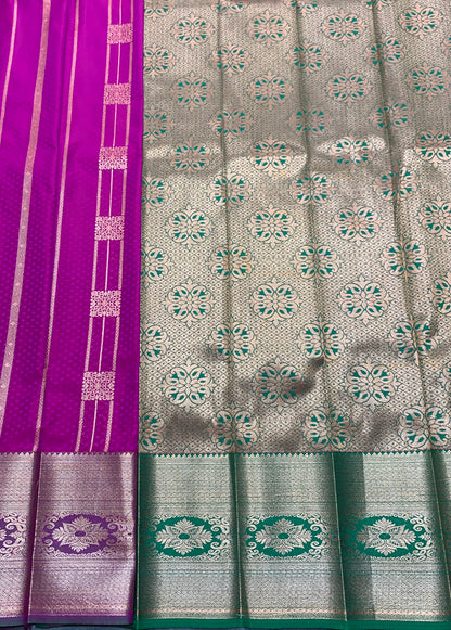 Vegan Silk Saree Pink Colour Saree with Copper Border