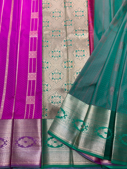 Vegan Silk Saree Pink Colour Saree with Copper Border