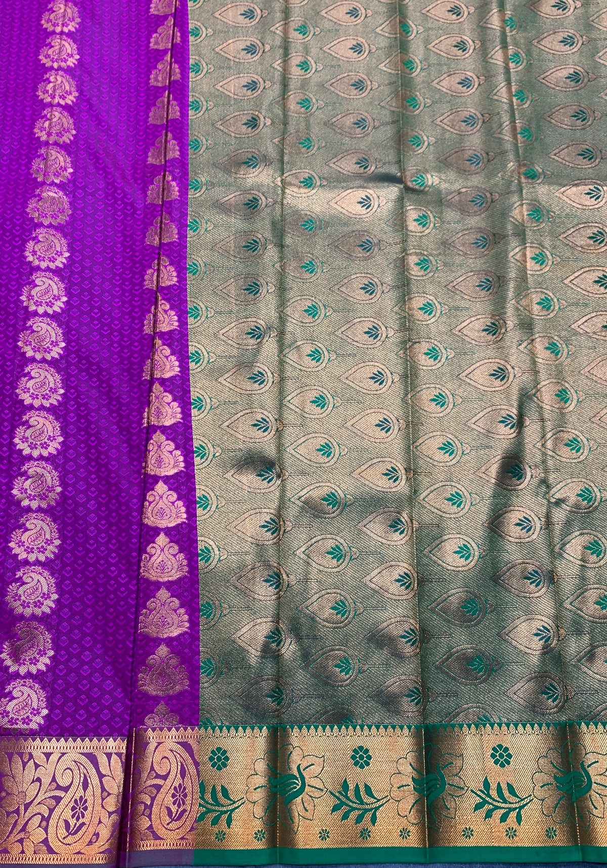 Vegan Silk Saree Purple Colour Saree with Copper Border