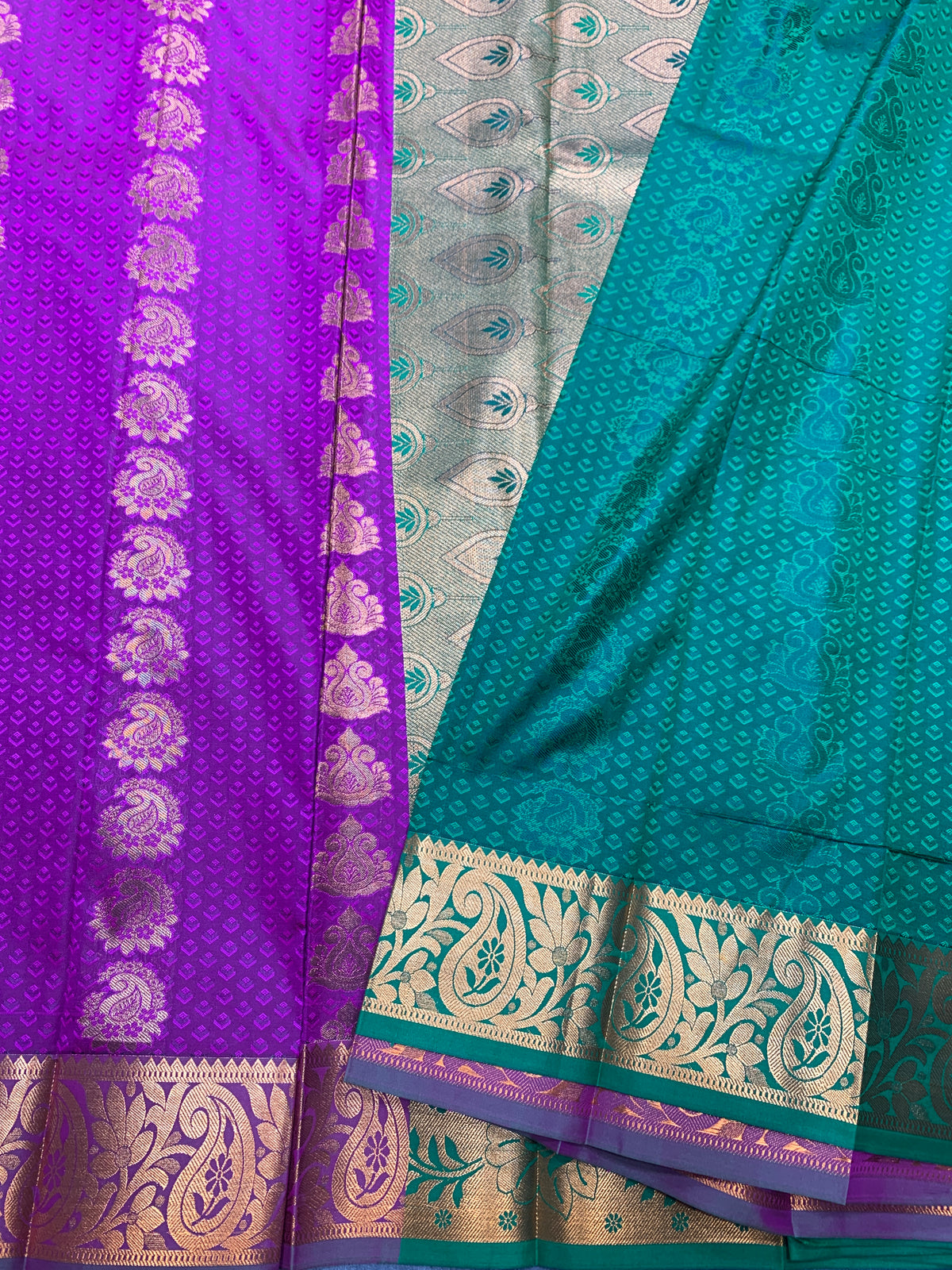 Vegan Silk Saree Purple Colour Saree with Copper Border