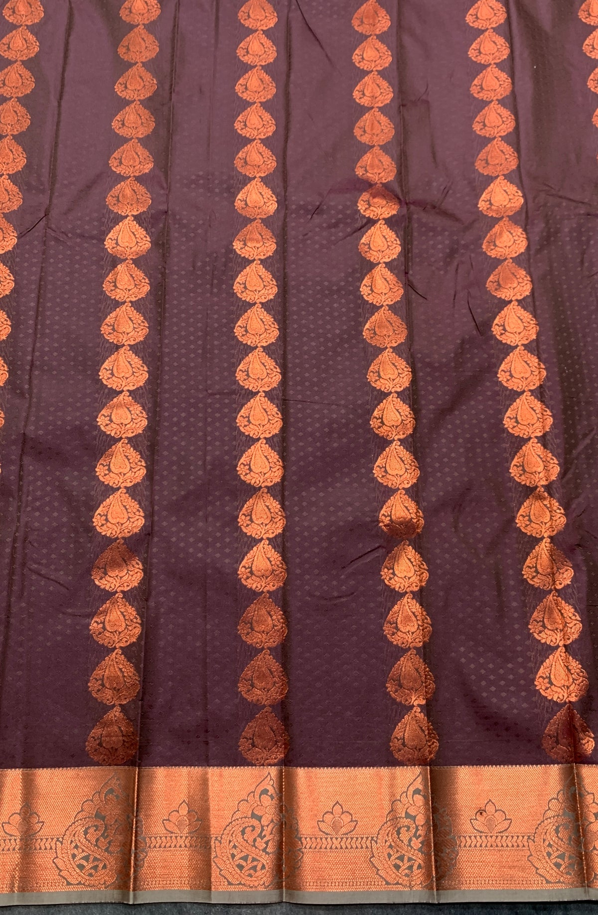 Vegan Silk Saree Brown Colour Saree with Copper Border
