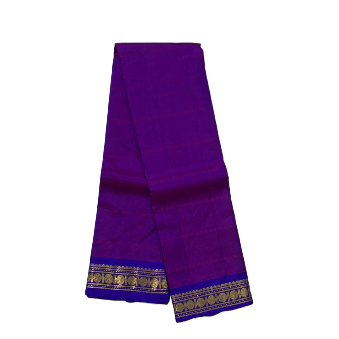 Pure Kanchivaram Silk Saree Lavender Colour with Navy blue Border