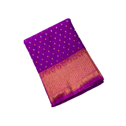 Soft Vegan Silk Saree Lavender Colour with Copper Border