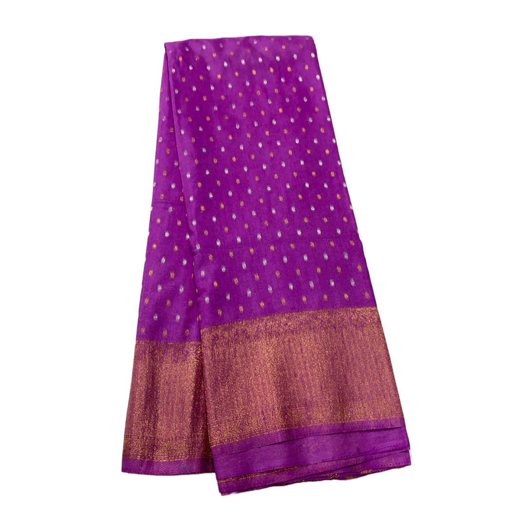 Soft Vegan Silk Saree Lavender Colour with Copper Border