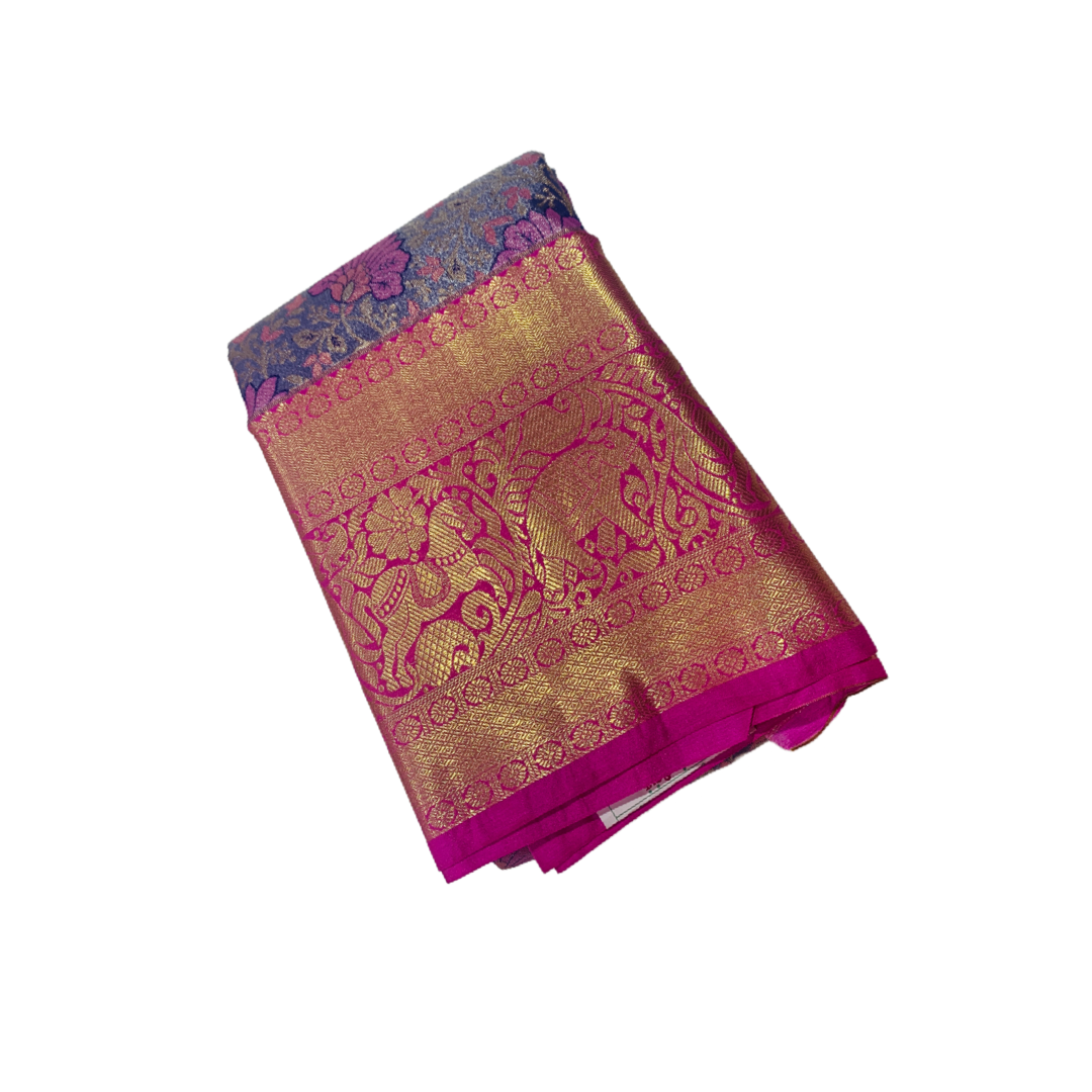 Lavender shade Soft kanchi pattu with Pink Border