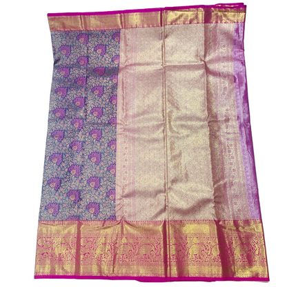 Lavender shade Soft kanchi pattu with Pink Border