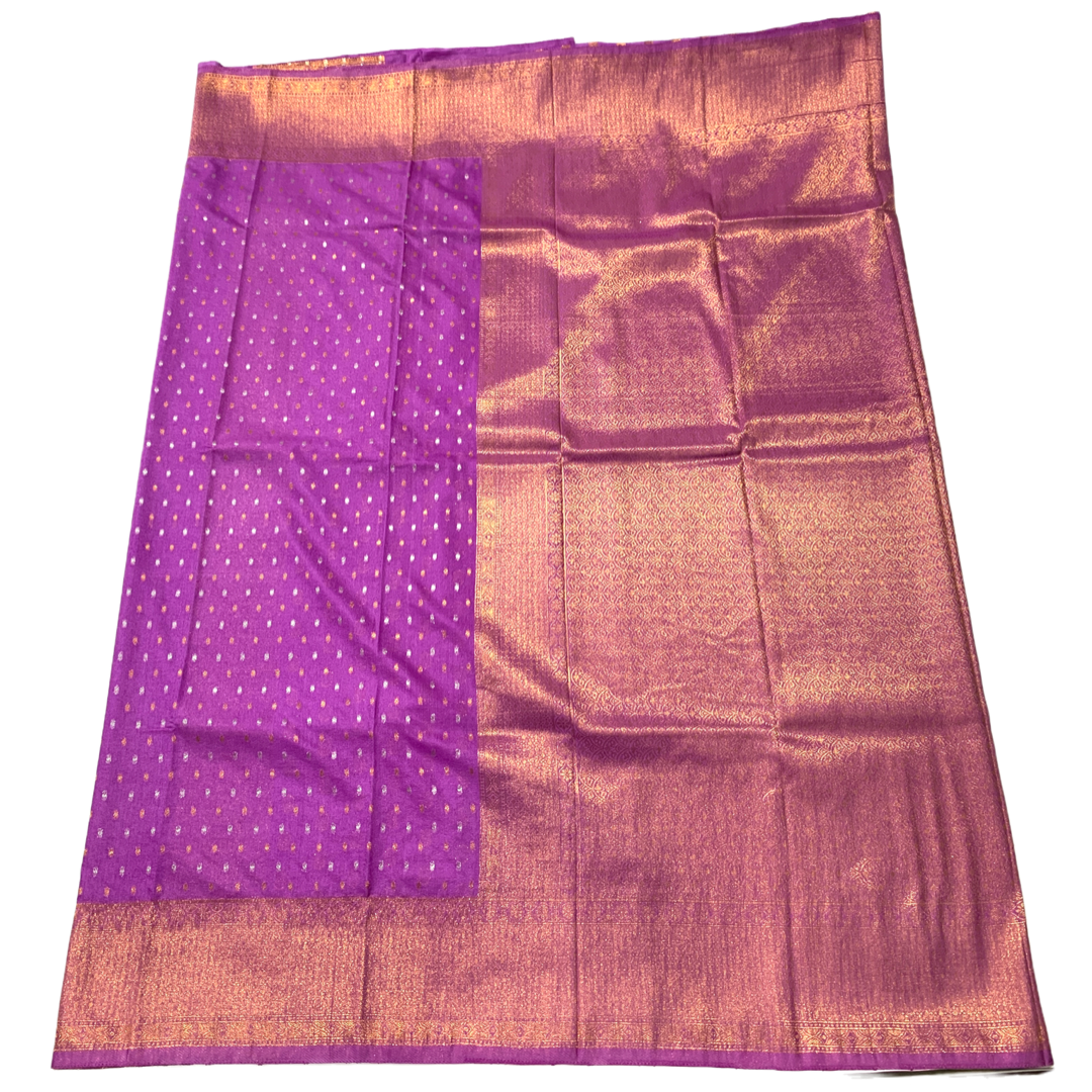 Soft Vegan Silk Saree Lavender Colour with Copper Border