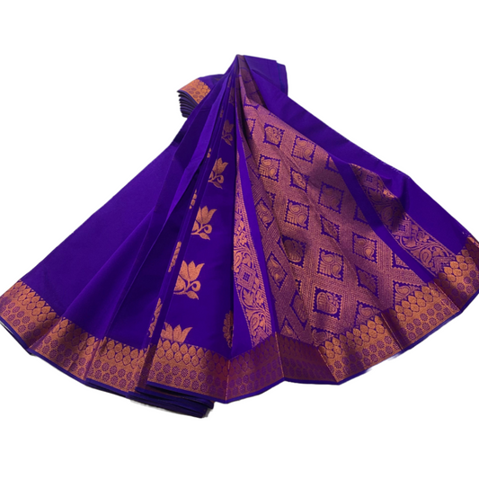 Violet shade silk cotton Saree