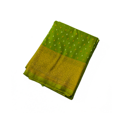 Soft Vegan Silk Saree Light Green with Copper Border