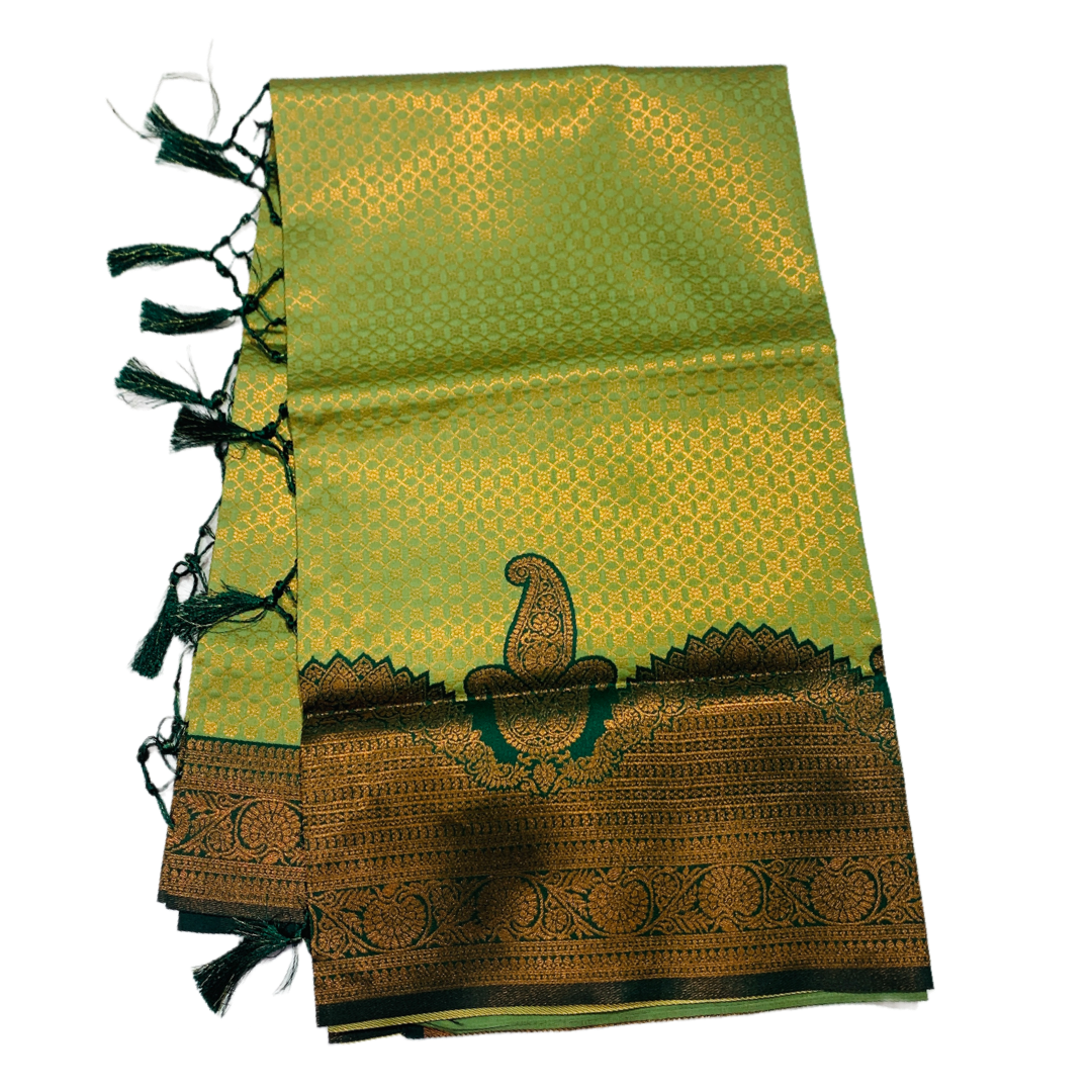 Light Green shade saree with Green Border