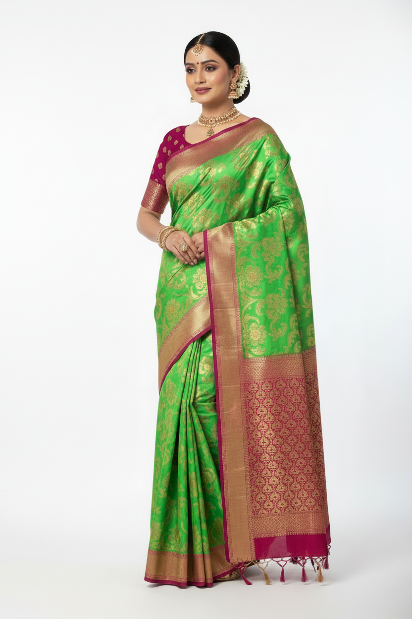 Banaras Saree Light Green