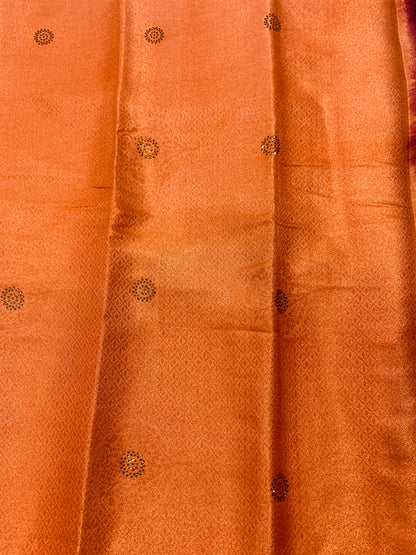 Light Salmon shade kuberra pattu with Brown Pallu