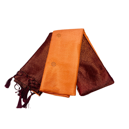 Light Salmon shade kuberra pattu with Brown Pallu