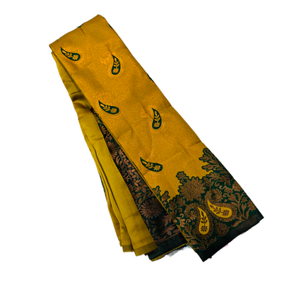 Lime Yellow shade saree with Mango Design