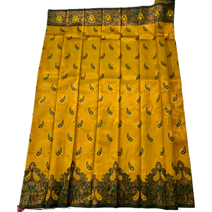 Lime Yellow shade saree with Mango Design