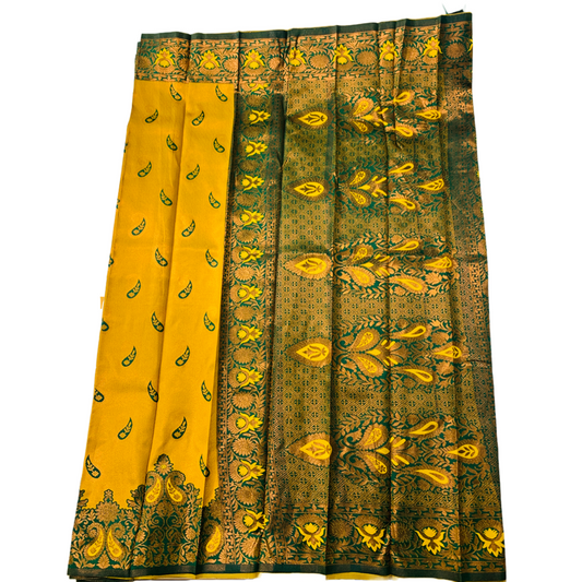 Lime Yellow shade saree with Mango Design