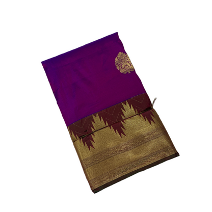 Pure Kachipuram Silk Saree Lavendar Colour Flower Motifs