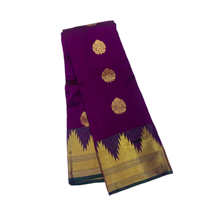 Pure Kachipuram Silk Saree Lavendar Colour Flower Motifs