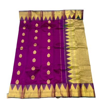 Pure Kachipuram Silk Saree Lavendar Colour Flower Motifs