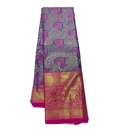 Lavender shade Soft kanchi pattu with Pink Border