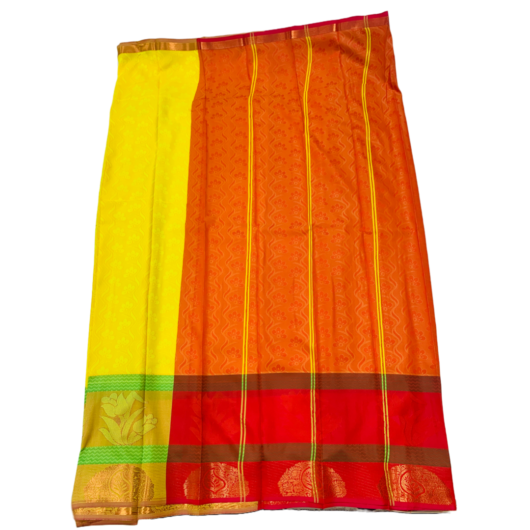 Lemon Yellow shade saree with Copper Border with Mango Design