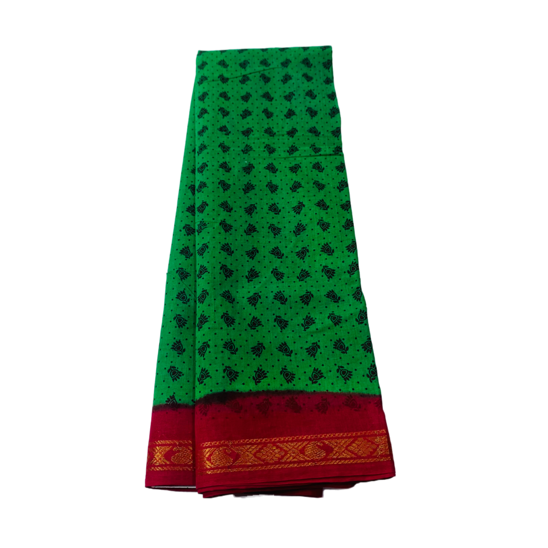 Chettinad Sungudi Cotton Light Green Printed Saree