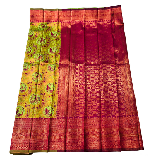 Light Green shade saree with Magenta Border