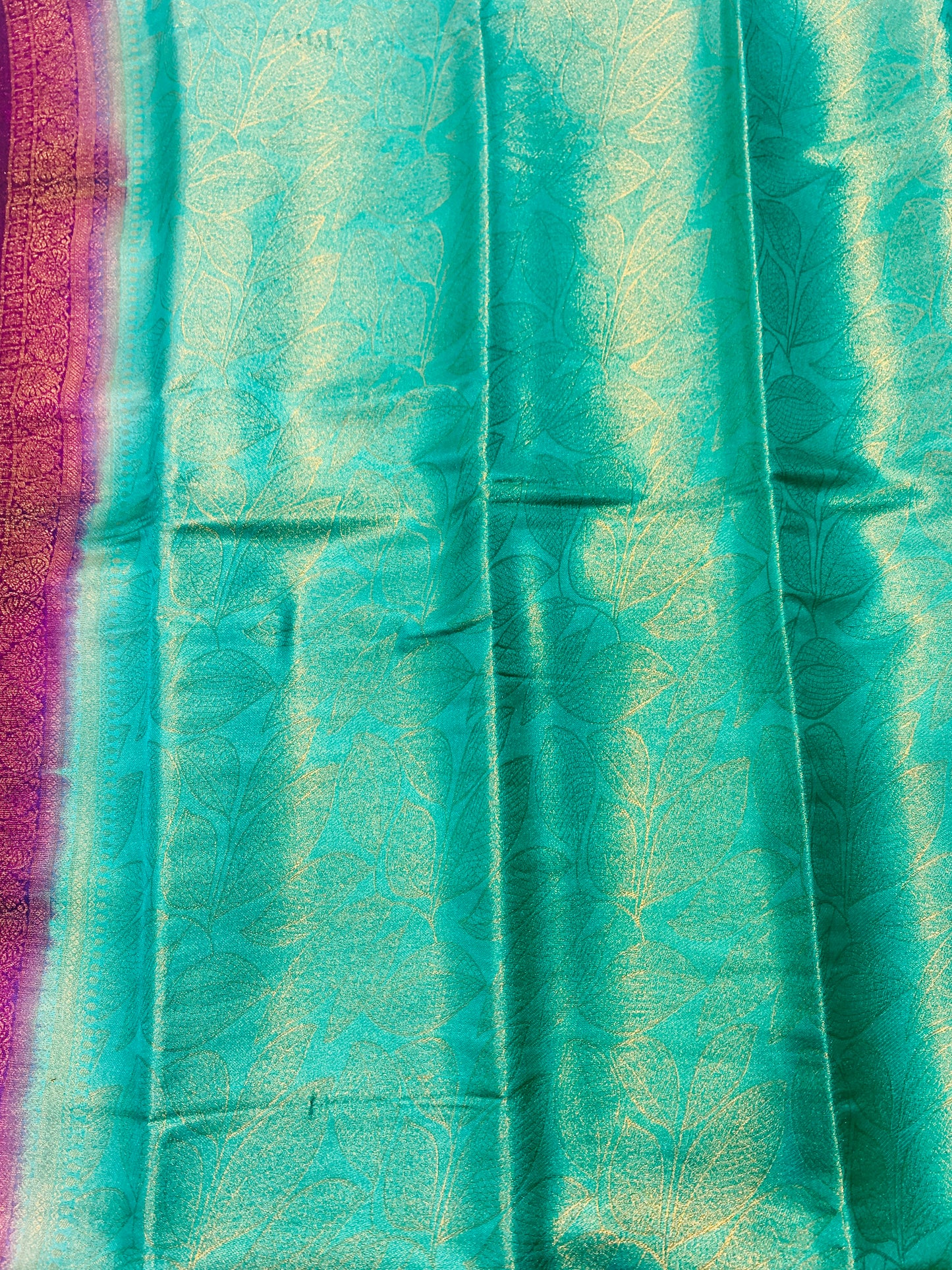 Light Green shade kuberra pattu with Brown Pallu