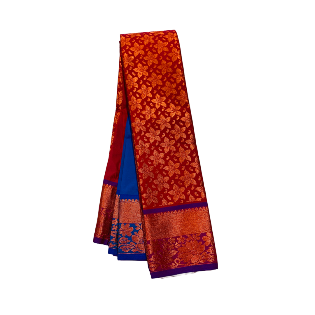 Maroon shade Soft kanchi pattu with Flower design.