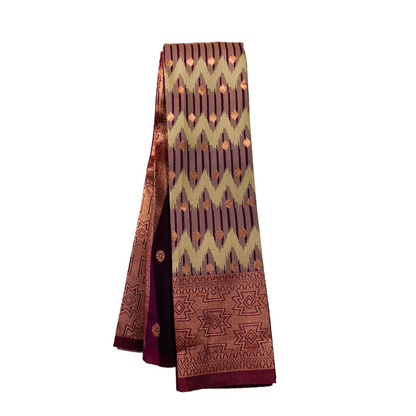 Brown shade saree with Copper Border