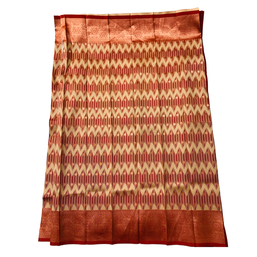 Maroon shade saree with Copper Border