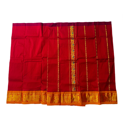 Maroon shade Semi Silk Kids Pattu Pavadai with contrast border for age 2 to 5