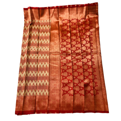 Maroon shade saree with Copper Border