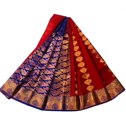 Maroon shade Soft kanchi pattu with Copper and Violet Border