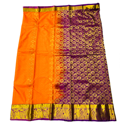 Mango Yellow Shade Kanchipuram Silk Saree with Purple Border