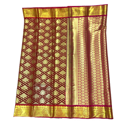 Maroon Shade Kanchipuram Silk Saree with Red and Golden Border