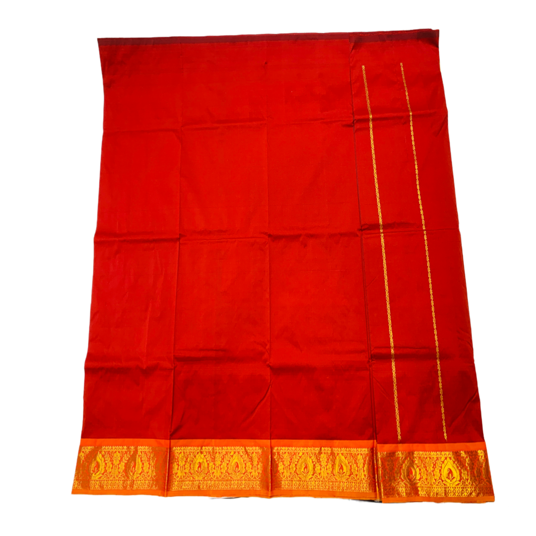 Maroon shade Semi Silk Kids Pattu Pavadai with Contrast border for above 10 Years