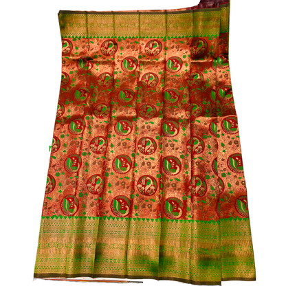 Maroon shade saree with Green Border